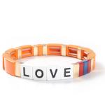 Adjustable Rainbow Enamel Tile Bracelet Love Letters For Gift