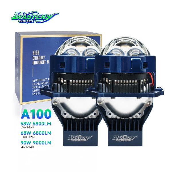 Masters A100 Lens LED Laser / Hi / Lo Beam 90W 9000 Lumens 3 Inch Dual Laser