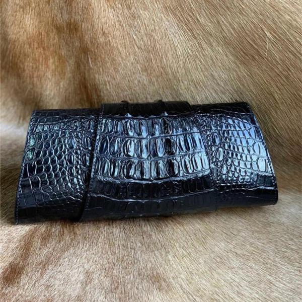 Authentic Crocodile Skin Women's Foldable Clutch Female Evening Purse Genuine