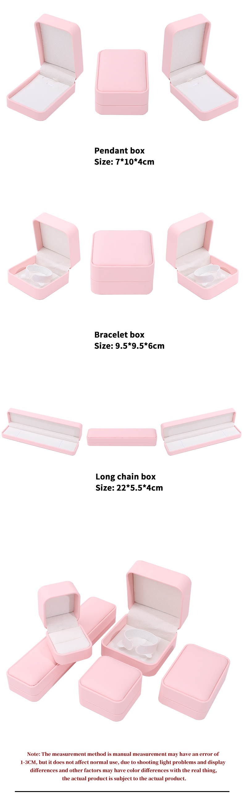 Wholesale manufacturing Premium Jewellery Box packaging Personalized Custom logo Necklace Bracelet Earrings Ring Packaging Pink Leather Jewelry Box