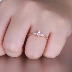 Wholesale Trendy Ring for Women 925 Sterling Silver Moonstone Ring Rose Gold Plated Princess Cut Dainty Engagement Ring from china suppliers
