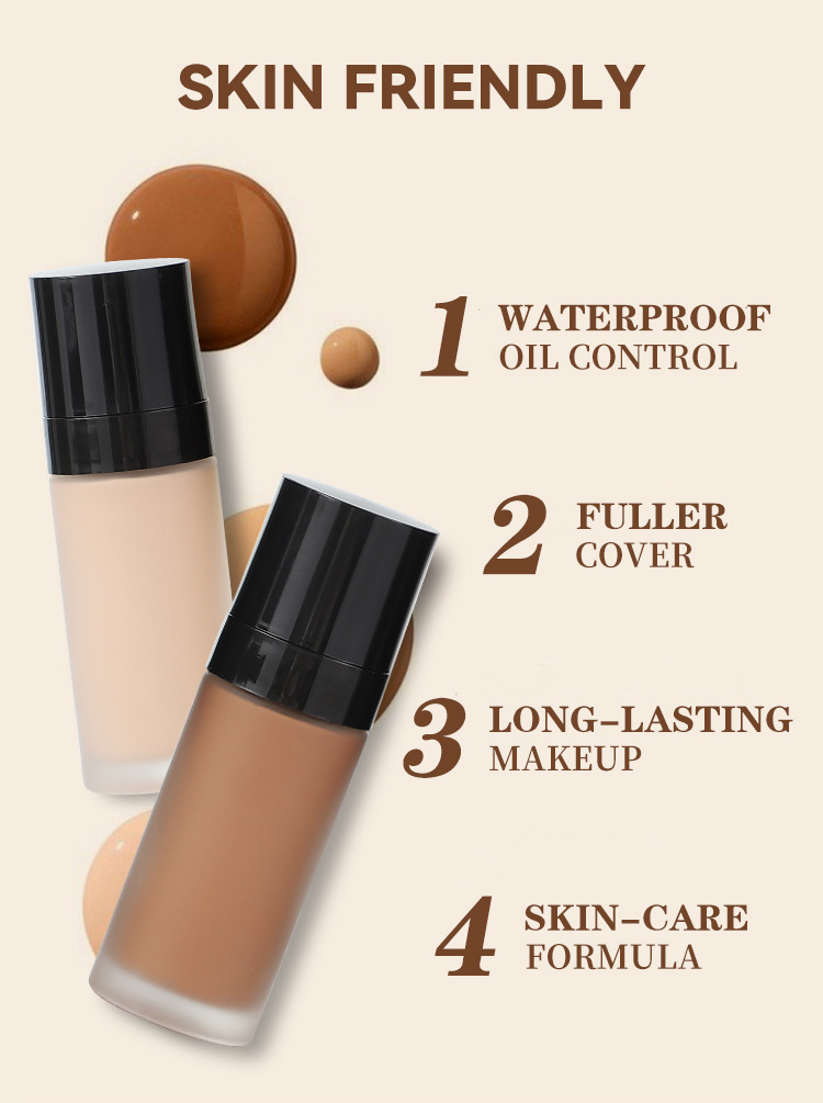 Private Label 10 Colors Creamy Full Coverage Waterproof Vegan Long Lasting Moisturizing Liquid Foundation for Dark Skin