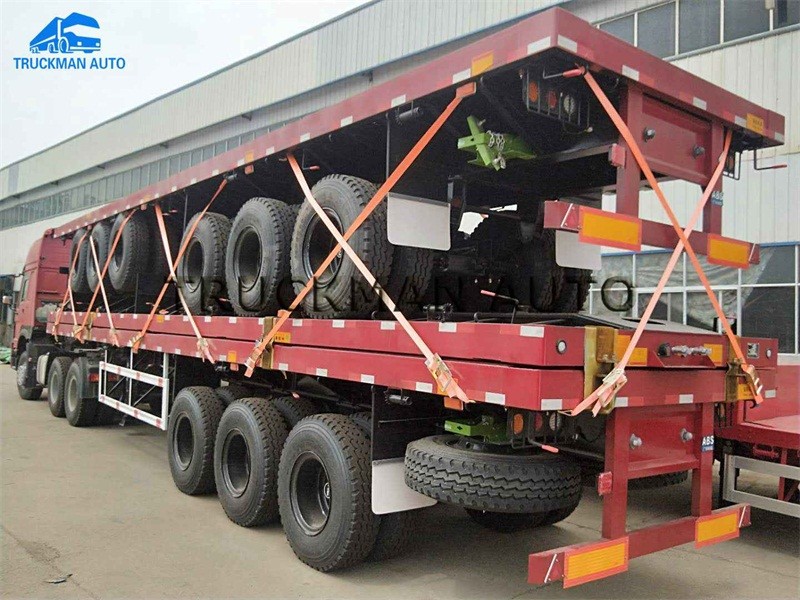 Safety Transport Flatbed Container Trailer Transport 40 Ft With Linglong Tire