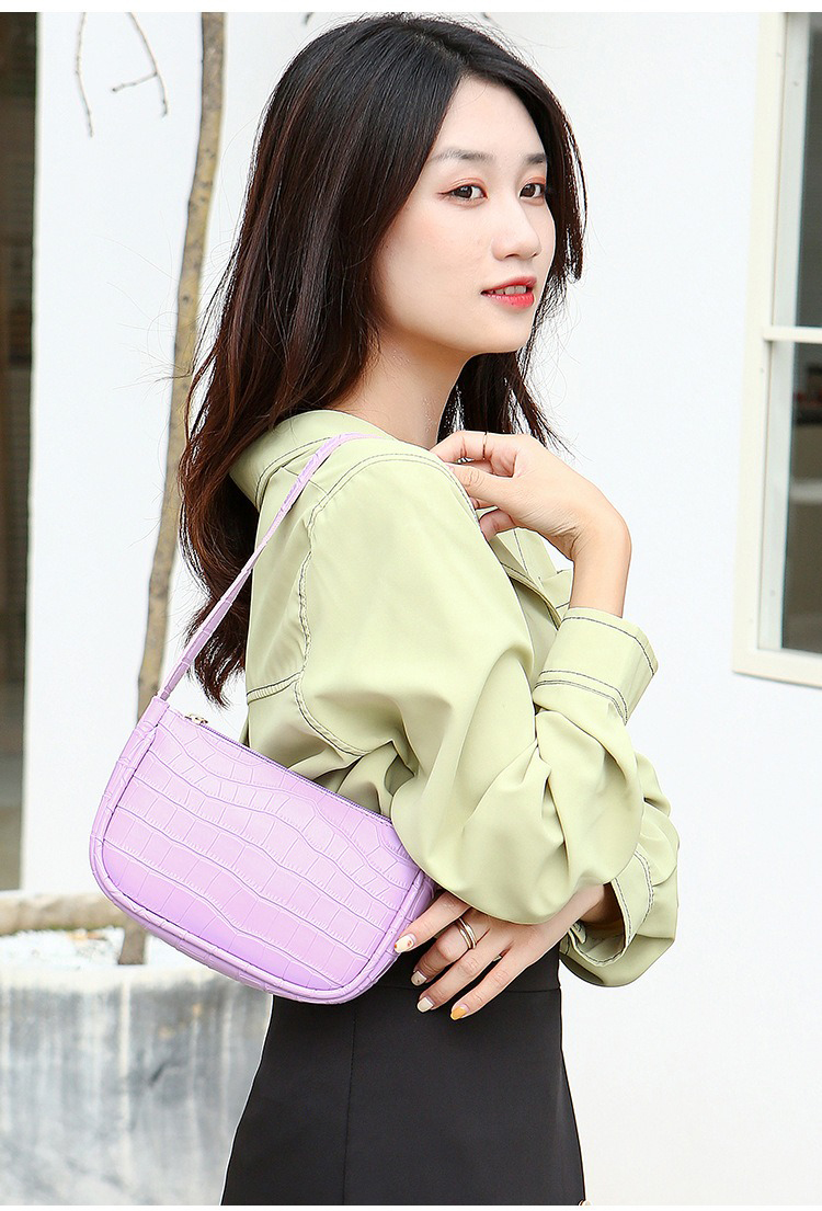 2024 Korean Alligator Underarm Zipper Bag PU Ladies Shoulder Bag for All Seasons