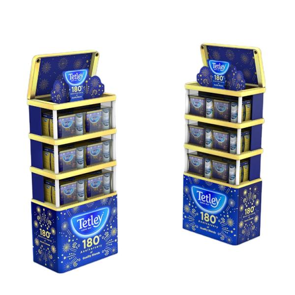 POP Coffee Display Stand Wooden Coffee Shelf Display With Lid For Canned Coffee