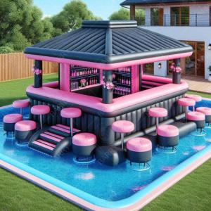 Wholesale Pink Floating Water Pool Bar Portable Airtight Pool Bar Leisure Platform Party Bar Inflatable Water Swimming Pool from china suppliers