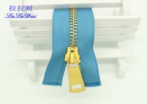 China Decorative Gold 30 Inch  Metal Teeth Zipper Auto Lock Slider For Full Zip Sweater on sale