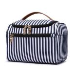 Portable Vintage Stripe Cotton Canvas Cosmetic Travel Case