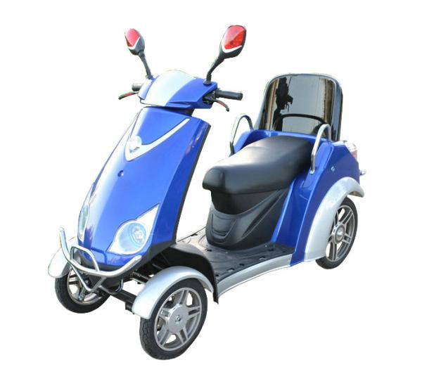 Comfortable 4 Wheel Power Scooters Blue Battery Operated Scooter Max. Speed 10km