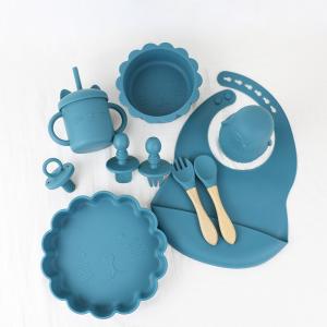 Wholesale Full Silicone Straw Cover In 3D Design Lightweight Silicone Baby tableware set from china suppliers