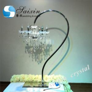 Wholesale New ! Gorgeous gold stand with crystal chandelier for wedding table decoration center pieces from china suppliers