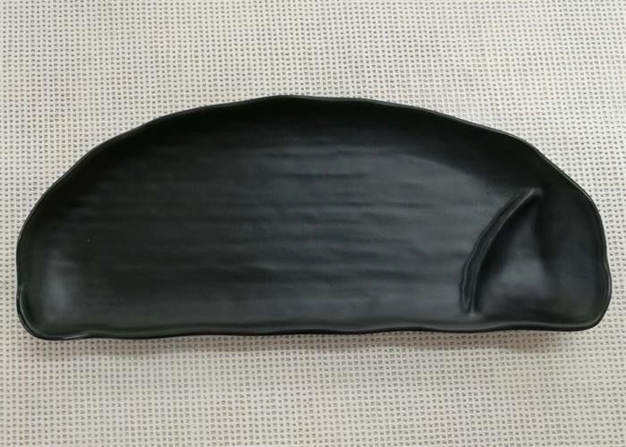 Half-moon Black Melamine Plate Imitation Porcelain Dinnerware Sets Length 27cm