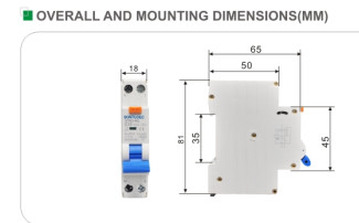 18MM 4.5KA RCBO Circuit Breaker With Overcurrent Protection