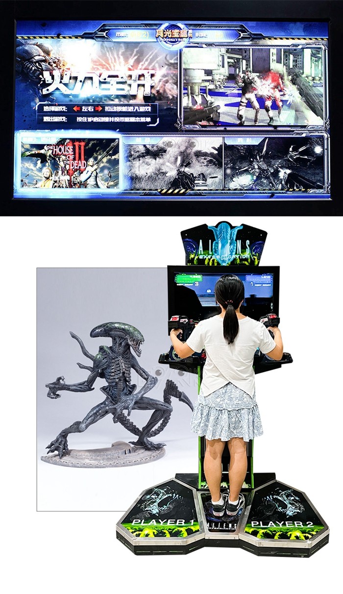 650W Shooting Arcade Machines 42" Aliens Extermination With Pedal Wooden Cabinet