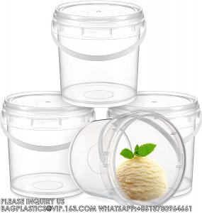 Wholesale 2L Ice Cream Bucket Reusable Ice Cream Freezer Storage Containers With Lids Transparent Tub For Homemade from china suppliers