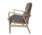 Retro Vintage Leather Sofas With Wood Frame Arms And Legs