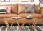 Indoor Tempered Glass Top Stainless Steel Coffee Table With Triangle Geometrical