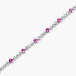 3MM White Zircon Ruby Tennis Bracelet Round Cut Sterling Silver Tennis Bracelet