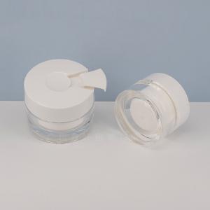 China Luxury cosmetic container 1 oz 15ml 30 ml 50ml clear acrylic plastic double wall jar white acrylic jar custom logo on sale