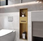 Brushed Surface Gold Bathroom Niche for Waterproof and Flush-Mounted Narrow