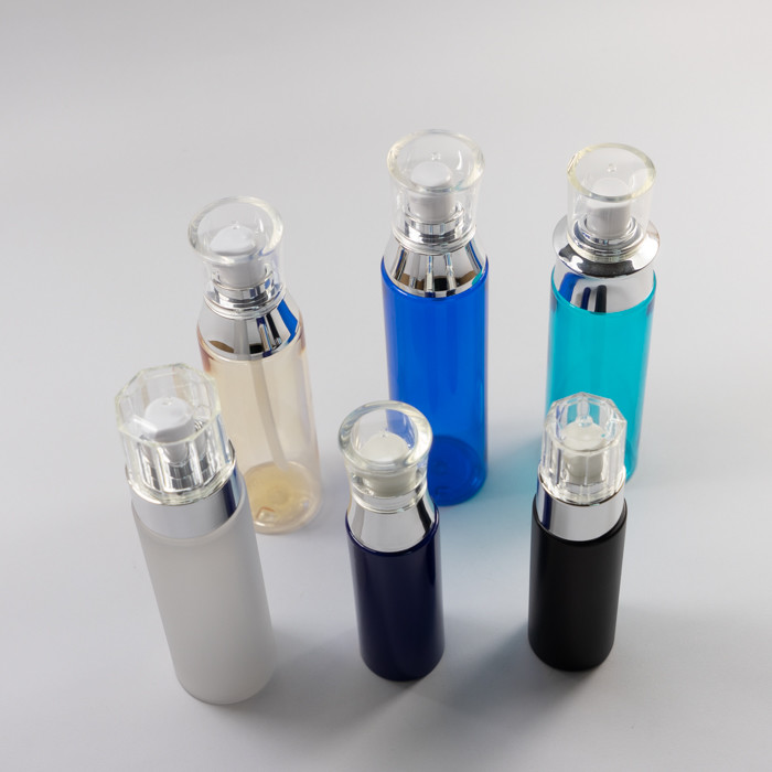 Customized Lotion 230ml Plastic Cosmetic Bottles With Silver Collar Pump
