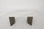 Contemporary Marble Top Dining Tables With Stainless Steel Base