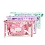 Women Portable Canvas Plastic Travel Toiletry Pouch Set