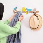 48*13.5cm Child Room Bird Wall Hooks For Coat , Natrual Wooden Crafts Supplies