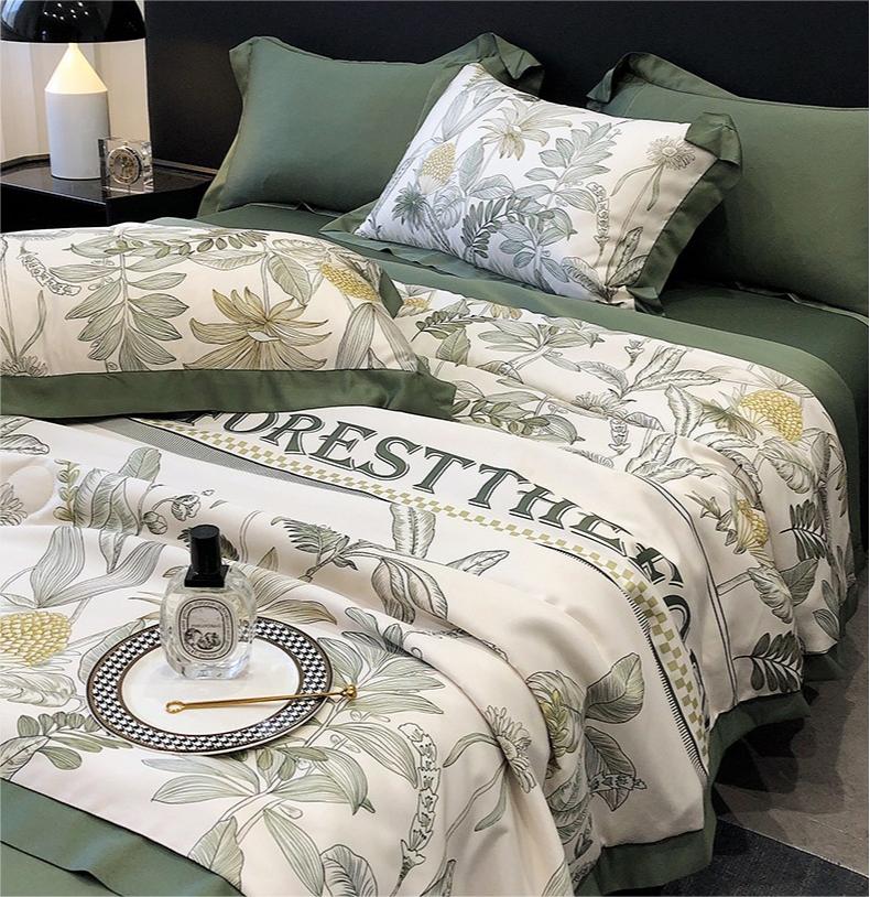 European Skin-Friendly Printing Summer Quilt Set of Four in Smooth Ice Silk Gift Quilt