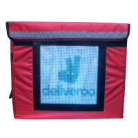 China Custom LED Display Screen Cooler Bag 1680D polyester EVA Foam Rigid 47L Food Shoulder Bag Delivery Handbag for sale