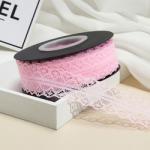 Macaron beige color 2.5cm Elastic Band Hollow Flower Ribbon for Sewing Clothing
