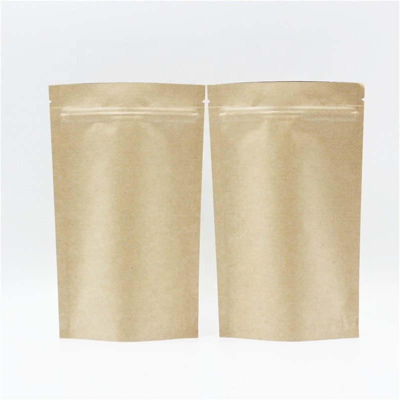 Custom Printing Stand up recycled pp laminated kraft paper bags with Zipper for tea packing