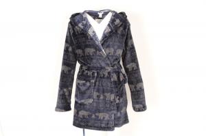 China Printed Womens Full Length Hooded Bathrobe Ladies Thick Fluffy Dressing Gown on sale