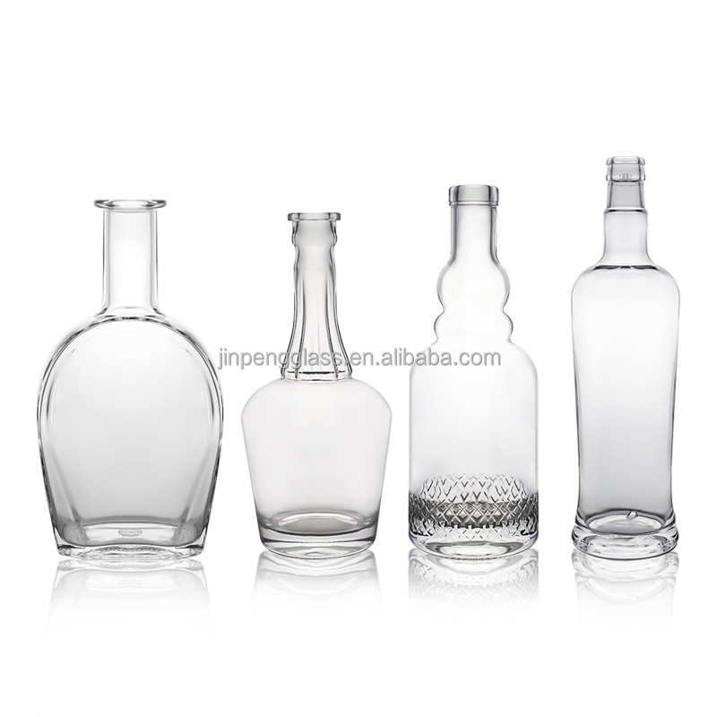 Glass Collar end 500ml 700ml 750ml 780ml Gin Rum Whiskey Tequila Spirit Bottle for Cork