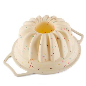 China Non Stick Fluted Mini Cake Silicone Mold With Sturdy Handle on sale