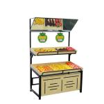 Supermarket Fruit And Vegetables Shelves Wood And Cold Rolled Steel