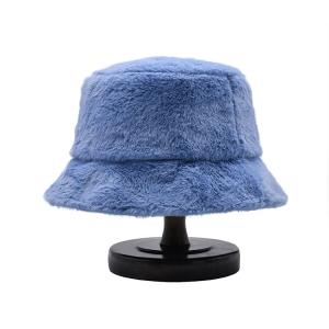 Wholesale Women Autumn Winter Bucket Hats Plush Soft Warm Panama Caps Lady Flat Top Fishing from china suppliers