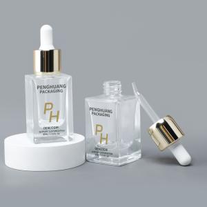 Wholesale OEM ODM 1oz 30ml 50ml Custom Square Glass Serum Dropper Bottles With Logo from china suppliers