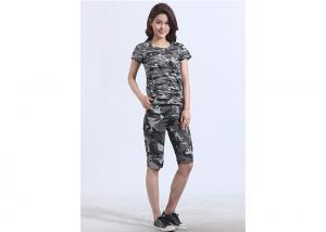 Wholesale Slim Fit Camo Print Set Womens Military Uniform / Cotton Blend Army Camo Clothing from china suppliers