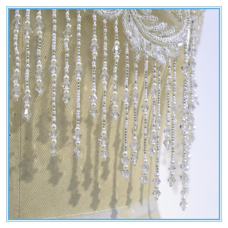 Lady short elegant style wedding embroidery beading top lady blouse & top for sale