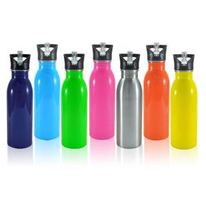 Wholesale 500ml Single wall SS colorful sports bottle with straw lid from china suppliers
