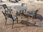 Green Outdoor View Cast Iron Garden Furniture Set Weather Resistant For