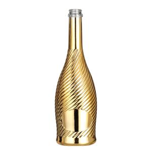 Wholesale Glass Collar Silk Mouth Long Neck Sparkling Gold Twill Champagne Bubble Bottle for Weddings from china suppliers