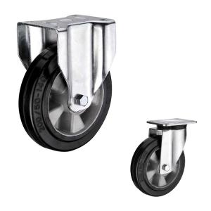 Wholesale 200x50mm Black 660LBS Capacity Aluminium Solid Rubber Casters from china suppliers