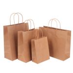 Brown Custom Logo Gift Shopping Kraft Paper Bag With Handle Coffee Delivery Bag