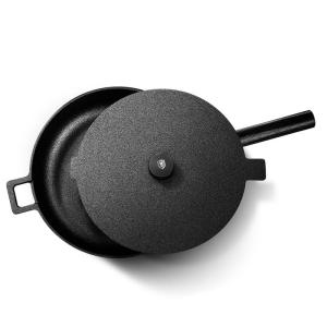 Wholesale OEM 3.5kg Cast Iron Skillet Pans 28cm Fry Pan Skillet Drawing Texture from china suppliers
