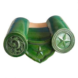 Wholesale Chinese Sancai Green Glazed Roof Tiles Customized Five Star Pattern from china suppliers