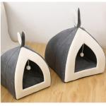 Warm Small Pet Cat Bed / Kitten House Collapsible Cave Bed For Winter
