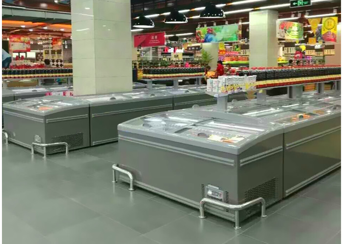 Supermarket Sliding Glass Door Island Freezer For Frozen Food Free Combination