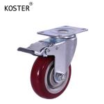 Heavy Duty Double Ball Bearing PU Marron 100kg Swivel Caster Wheel 3 Inch Total